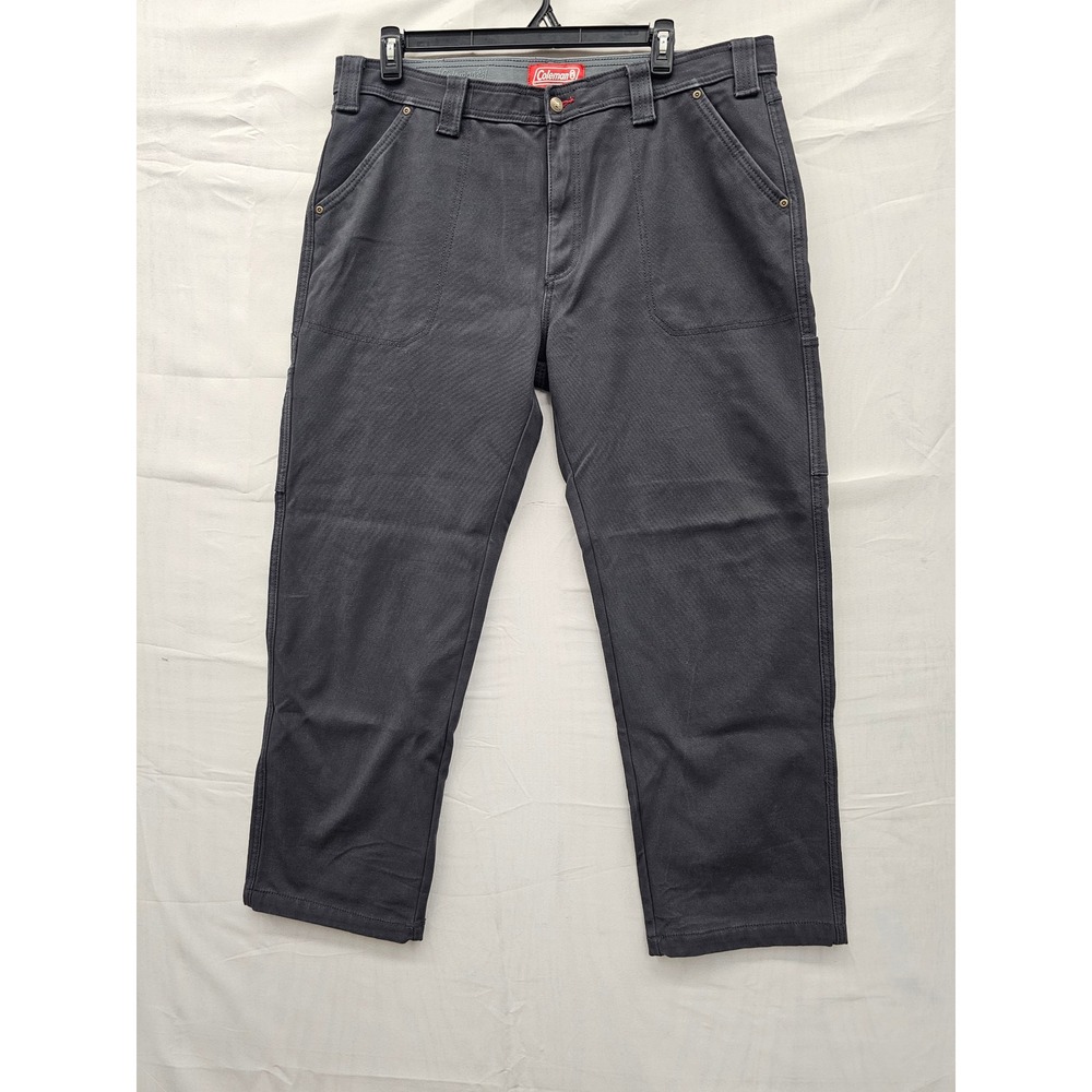 Coleman Mens Flannel Lined Carpenter Pants Gray Cotton Blend Utility Size 40x32